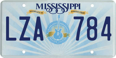 MS license plate LZA784