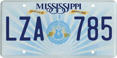 MS license plate LZA785