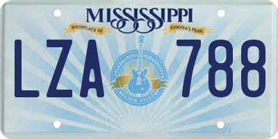 MS license plate LZA788
