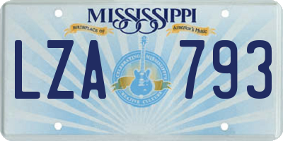 MS license plate LZA793