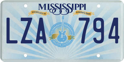MS license plate LZA794