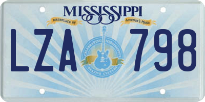 MS license plate LZA798