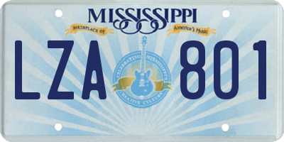 MS license plate LZA801