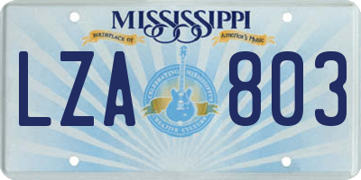MS license plate LZA803