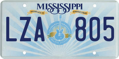 MS license plate LZA805