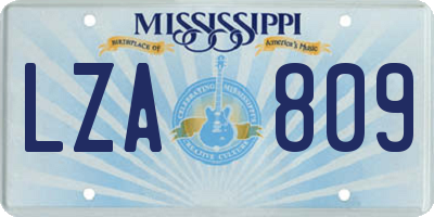 MS license plate LZA809