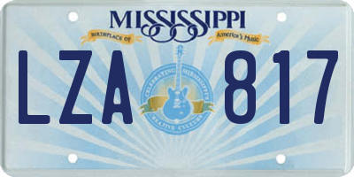 MS license plate LZA817