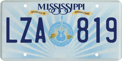 MS license plate LZA819