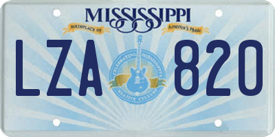 MS license plate LZA820