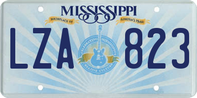 MS license plate LZA823