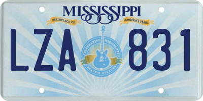 MS license plate LZA831