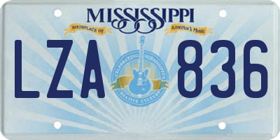 MS license plate LZA836