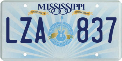 MS license plate LZA837