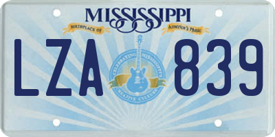MS license plate LZA839