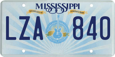 MS license plate LZA840