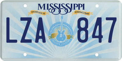 MS license plate LZA847