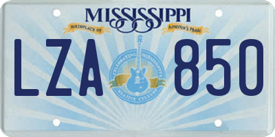 MS license plate LZA850
