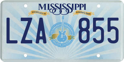 MS license plate LZA855