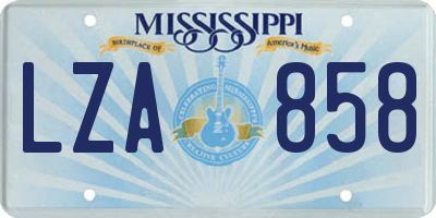 MS license plate LZA858