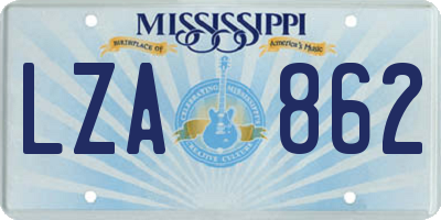 MS license plate LZA862