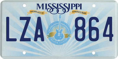 MS license plate LZA864