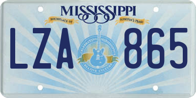 MS license plate LZA865