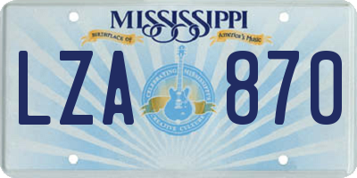 MS license plate LZA870