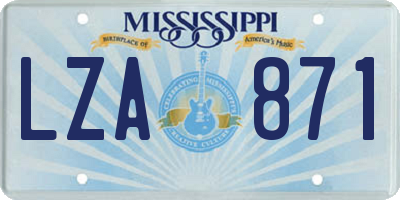 MS license plate LZA871