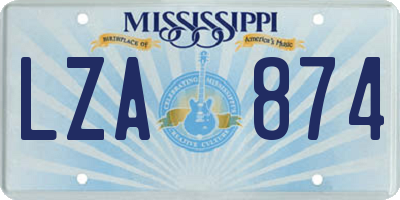 MS license plate LZA874
