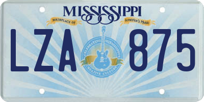 MS license plate LZA875