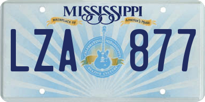 MS license plate LZA877