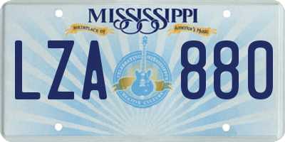 MS license plate LZA880