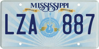 MS license plate LZA887