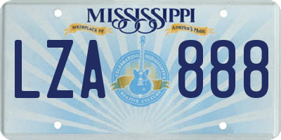 MS license plate LZA888