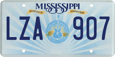 MS license plate LZA907