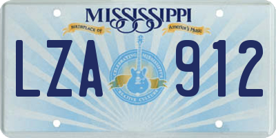 MS license plate LZA912