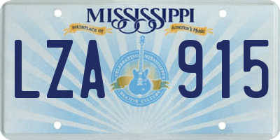 MS license plate LZA915