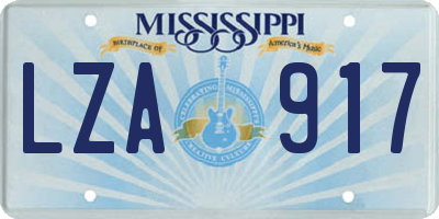 MS license plate LZA917
