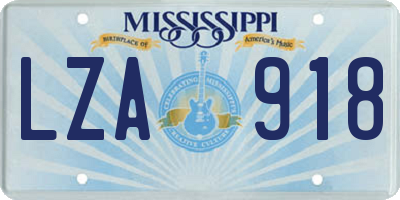 MS license plate LZA918