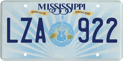 MS license plate LZA922