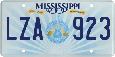 MS license plate LZA923