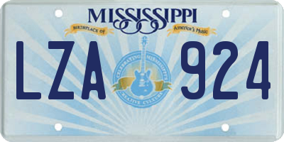 MS license plate LZA924