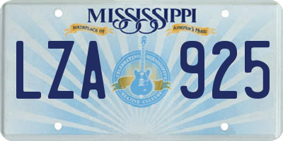 MS license plate LZA925