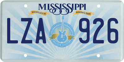 MS license plate LZA926