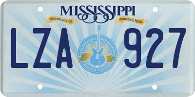 MS license plate LZA927