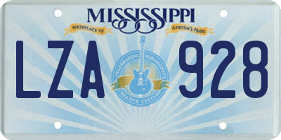 MS license plate LZA928