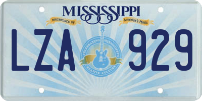 MS license plate LZA929