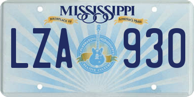 MS license plate LZA930