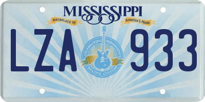 MS license plate LZA933