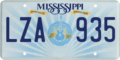 MS license plate LZA935
